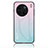 Coque Rebord Contour Silicone et Vitre Miroir Housse Etui Degrade Arc en Ciel LS1 pour Vivo X90 5G Cyan