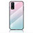 Coque Rebord Contour Silicone et Vitre Miroir Housse Etui Degrade Arc en Ciel LS1 pour Vivo Y11s Cyan