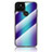 Coque Rebord Contour Silicone et Vitre Miroir Housse Etui Degrade Arc en Ciel LS2 pour Google Pixel 5 XL 5G Bleu