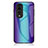 Coque Rebord Contour Silicone et Vitre Miroir Housse Etui Degrade Arc en Ciel LS2 pour Huawei Honor 70 5G Bleu