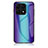 Coque Rebord Contour Silicone et Vitre Miroir Housse Etui Degrade Arc en Ciel LS2 pour Huawei Honor X6 5G Bleu