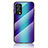 Coque Rebord Contour Silicone et Vitre Miroir Housse Etui Degrade Arc en Ciel LS2 pour OnePlus Nord 2 5G Bleu