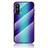 Coque Rebord Contour Silicone et Vitre Miroir Housse Etui Degrade Arc en Ciel LS2 pour OnePlus Nord CE 5G Bleu