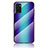 Coque Rebord Contour Silicone et Vitre Miroir Housse Etui Degrade Arc en Ciel LS2 pour Oppo A55S 5G Bleu