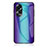 Coque Rebord Contour Silicone et Vitre Miroir Housse Etui Degrade Arc en Ciel LS2 pour Oppo A78 4G Bleu