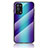 Coque Rebord Contour Silicone et Vitre Miroir Housse Etui Degrade Arc en Ciel LS2 pour Oppo F19 Bleu