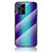 Coque Rebord Contour Silicone et Vitre Miroir Housse Etui Degrade Arc en Ciel LS2 pour Oppo Find X3 Pro 5G Bleu