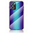 Coque Rebord Contour Silicone et Vitre Miroir Housse Etui Degrade Arc en Ciel LS2 pour Oppo Find X5 Lite 5G Bleu