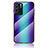 Coque Rebord Contour Silicone et Vitre Miroir Housse Etui Degrade Arc en Ciel LS2 pour Oppo Reno6 5G Bleu