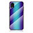 Coque Rebord Contour Silicone et Vitre Miroir Housse Etui Degrade Arc en Ciel LS2 pour Samsung Galaxy A03 Core Bleu