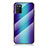 Coque Rebord Contour Silicone et Vitre Miroir Housse Etui Degrade Arc en Ciel LS2 pour Samsung Galaxy A03s Bleu