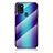 Coque Rebord Contour Silicone et Vitre Miroir Housse Etui Degrade Arc en Ciel LS2 pour Samsung Galaxy A21s Bleu