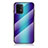 Coque Rebord Contour Silicone et Vitre Miroir Housse Etui Degrade Arc en Ciel LS2 pour Samsung Galaxy A91 Bleu
