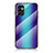 Coque Rebord Contour Silicone et Vitre Miroir Housse Etui Degrade Arc en Ciel LS2 pour Samsung Galaxy F23 5G Bleu