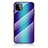 Coque Rebord Contour Silicone et Vitre Miroir Housse Etui Degrade Arc en Ciel LS2 pour Samsung Galaxy F42 5G Bleu