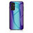 Coque Rebord Contour Silicone et Vitre Miroir Housse Etui Degrade Arc en Ciel LS2 pour Samsung Galaxy M13 4G Bleu