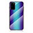 Coque Rebord Contour Silicone et Vitre Miroir Housse Etui Degrade Arc en Ciel LS2 pour Samsung Galaxy S20 Plus 5G Bleu