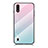 Coque Rebord Contour Silicone et Vitre Miroir Housse Etui Degrade Arc en Ciel M01 pour Samsung Galaxy A01 SM-A015 Cyan