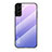 Coque Rebord Contour Silicone et Vitre Miroir Housse Etui Degrade Arc en Ciel M02 pour Samsung Galaxy S21 5G Violet Clair