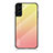Coque Rebord Contour Silicone et Vitre Miroir Housse Etui Degrade Arc en Ciel M02 pour Samsung Galaxy S21 FE 5G Orange