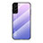 Coque Rebord Contour Silicone et Vitre Miroir Housse Etui Degrade Arc en Ciel M02 pour Samsung Galaxy S21 FE 5G Violet Clair