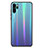 Coque Rebord Contour Silicone et Vitre Miroir Housse Etui Degrade Arc en Ciel pour Huawei P30 Pro New Edition Cyan