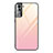 Coque Rebord Contour Silicone et Vitre Miroir Housse Etui Degrade Arc en Ciel pour Samsung Galaxy S21 5G Rose