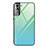 Coque Rebord Contour Silicone et Vitre Miroir Housse Etui Degrade Arc en Ciel pour Samsung Galaxy S21 FE 5G Pastel Vert