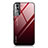 Coque Rebord Contour Silicone et Vitre Miroir Housse Etui Degrade Arc en Ciel pour Samsung Galaxy S21 FE 5G Rouge