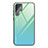 Coque Rebord Contour Silicone et Vitre Miroir Housse Etui Degrade Arc en Ciel pour Samsung Galaxy S21 Ultra 5G Pastel Vert