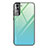Coque Rebord Contour Silicone et Vitre Miroir Housse Etui Degrade Arc en Ciel pour Samsung Galaxy S22 5G Pastel Vert