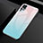 Coque Rebord Contour Silicone et Vitre Miroir Housse Etui Degrade Arc en Ciel pour Vivo X50 Pro 5G Bleu Ciel