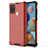 Coque Rebord Contour Silicone et Vitre Transparente Housse Etui 360 Degres AM1 pour Samsung Galaxy A21s Rouge