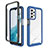 Coque Rebord Contour Silicone et Vitre Transparente Housse Etui 360 Degres JX1 pour Samsung Galaxy A23 4G Bleu et Noir