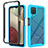 Coque Rebord Contour Silicone et Vitre Transparente Housse Etui 360 Degres JX2 pour Samsung Galaxy A12 5G Bleu Ciel