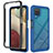 Coque Rebord Contour Silicone et Vitre Transparente Housse Etui 360 Degres JX2 pour Samsung Galaxy A12 Nacho Bleu