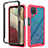 Coque Rebord Contour Silicone et Vitre Transparente Housse Etui 360 Degres JX2 pour Samsung Galaxy A12 Nacho Rouge