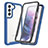 Coque Rebord Contour Silicone et Vitre Transparente Housse Etui 360 Degres M01 pour Samsung Galaxy S21 5G Bleu