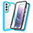 Coque Rebord Contour Silicone et Vitre Transparente Housse Etui 360 Degres M01 pour Samsung Galaxy S21 FE 5G Bleu Ciel