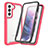 Coque Rebord Contour Silicone et Vitre Transparente Housse Etui 360 Degres M01 pour Samsung Galaxy S21 FE 5G Rose Rouge