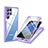 Coque Rebord Contour Silicone et Vitre Transparente Housse Etui 360 Degres M01 pour Samsung Galaxy S22 Ultra 5G Violet