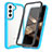 Coque Rebord Contour Silicone et Vitre Transparente Housse Etui 360 Degres M01 pour Samsung Galaxy S24 5G Bleu Ciel