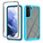 Coque Rebord Contour Silicone et Vitre Transparente Housse Etui 360 Degres M02 pour Samsung Galaxy S21 5G Bleu Ciel