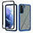 Coque Rebord Contour Silicone et Vitre Transparente Housse Etui 360 Degres M02 pour Samsung Galaxy S21 Plus 5G Bleu