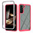 Coque Rebord Contour Silicone et Vitre Transparente Housse Etui 360 Degres M02 pour Samsung Galaxy S24 5G Rose Rouge