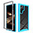 Coque Rebord Contour Silicone et Vitre Transparente Housse Etui 360 Degres M02 pour Samsung Galaxy S24 Ultra 5G Bleu Ciel