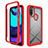 Coque Rebord Contour Silicone et Vitre Transparente Housse Etui 360 Degres pour Motorola Moto E20 Rouge