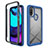 Coque Rebord Contour Silicone et Vitre Transparente Housse Etui 360 Degres pour Motorola Moto E40 Bleu