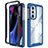 Coque Rebord Contour Silicone et Vitre Transparente Housse Etui 360 Degres pour Motorola Moto Edge 30 Pro 5G Bleu