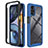 Coque Rebord Contour Silicone et Vitre Transparente Housse Etui 360 Degres pour Motorola Moto G22 Bleu